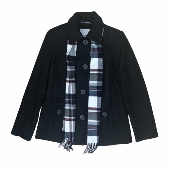 Nautica Jackets & Blazers - NWT,Nautica  wool blend pea coat charcoal/black